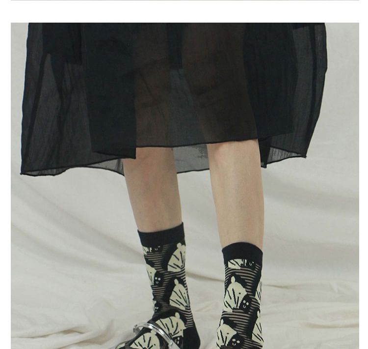 Zebra Patterned Mesh Short Socks SpreePicky