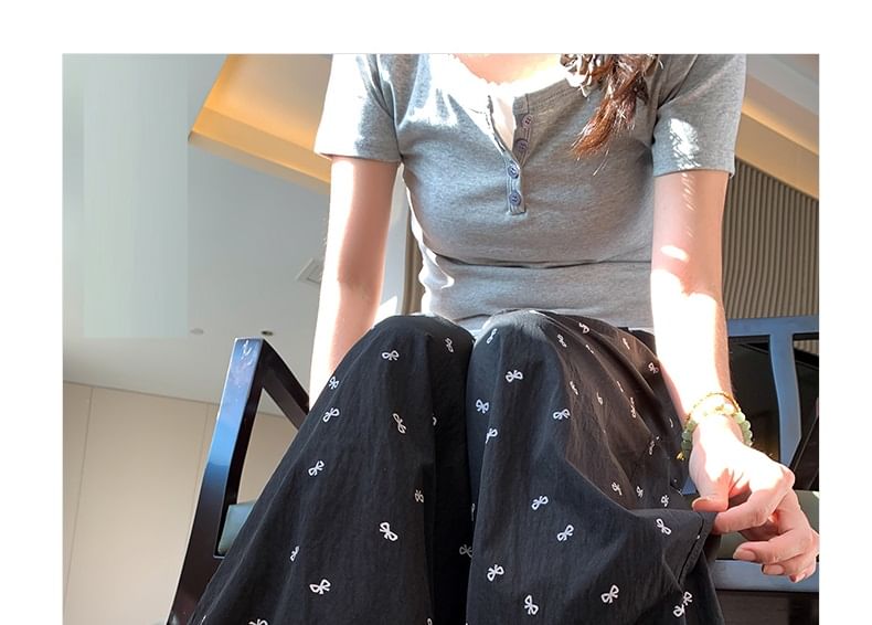 Bow Print High Rise Wide Leg Drape Sweatpants SpreePicky