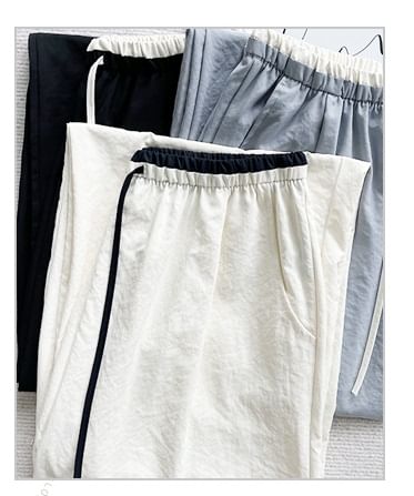 Contrast Panel Drawstring High Rise Wide Leg Sweatpants SpreePicky