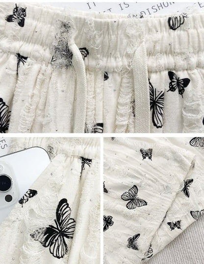 Butterfly Print High Waist Wide Leg Sweatpants SpreePicky