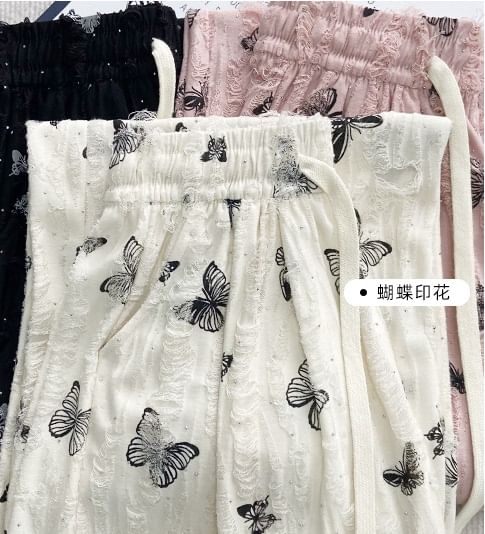 Butterfly Print High Waist Wide Leg Sweatpants SpreePicky