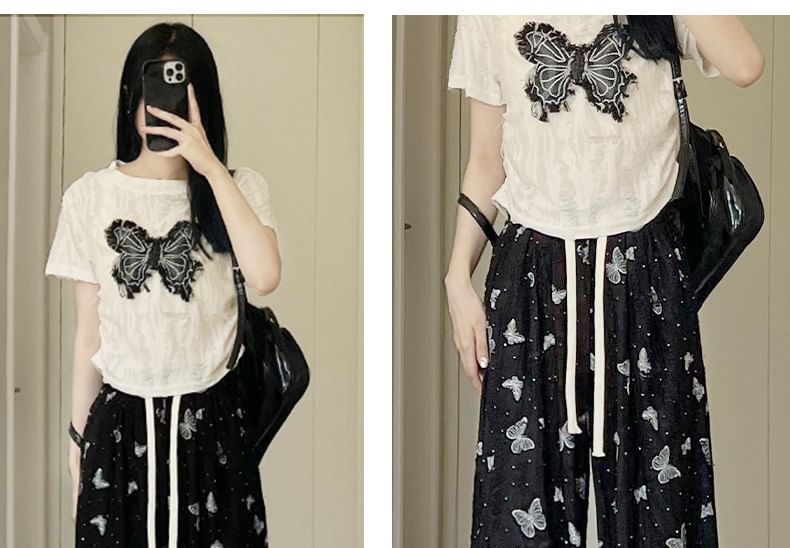 Butterfly Print High Waist Wide Leg Sweatpants SpreePicky