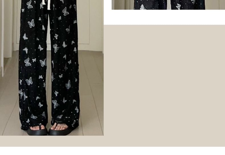 Butterfly Print High Waist Wide Leg Sweatpants SpreePicky