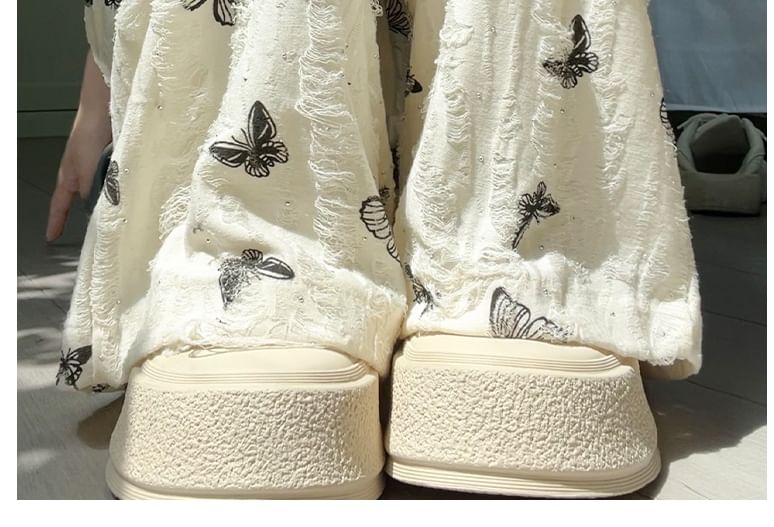 Butterfly Print High Waist Wide Leg Sweatpants SpreePicky