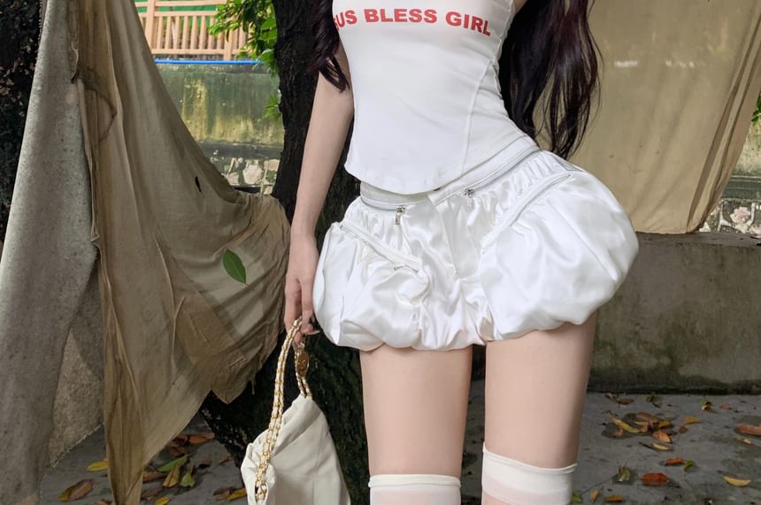 Strapless Skort Mid Lettering Top / Rise Plain FashionChic