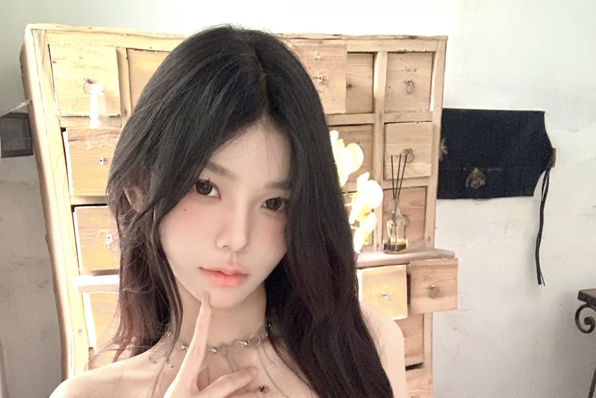 Strapless Skort Mid Lettering Top / Rise Plain FashionChic