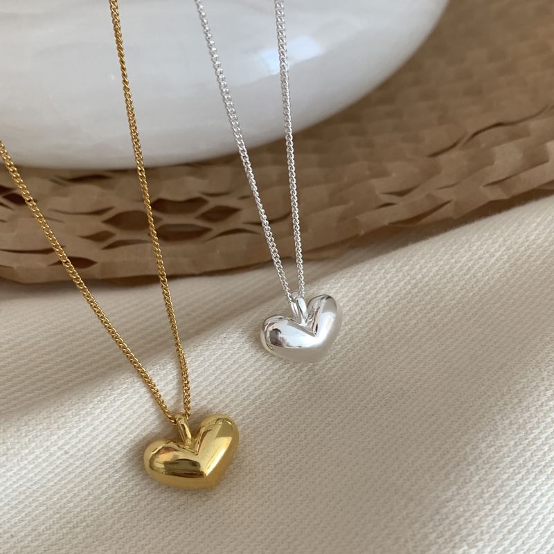 Polished Heart Pendant Alloy Necklace SpreePicky