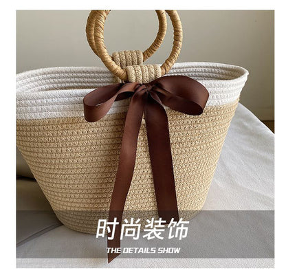 Two Tone Bow Tote Bag mySite