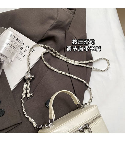 Chain Strap Faux Leather Crossbody Bag mySite