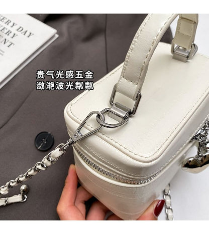 Chain Strap Faux Leather Crossbody Bag mySite