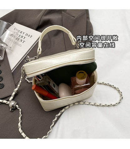 Chain Strap Faux Leather Crossbody Bag mySite