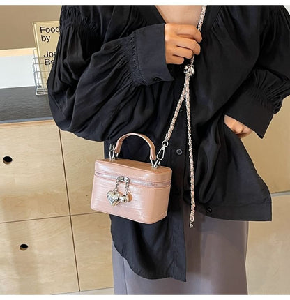 Chain Strap Faux Leather Crossbody Bag mySite