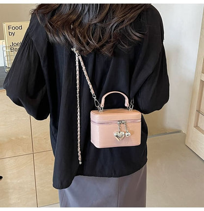 Chain Strap Faux Leather Crossbody Bag mySite