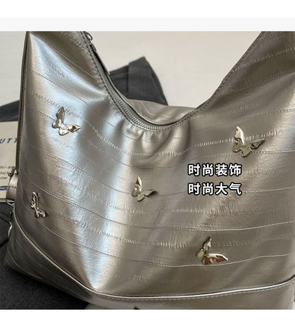 Butterfly Studded Faux Leather Backpack mySite