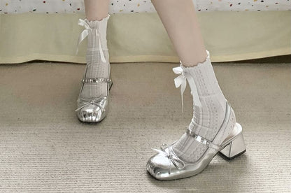 Ballet Rhinestone Slingback Sandals with Bow SpreePicky