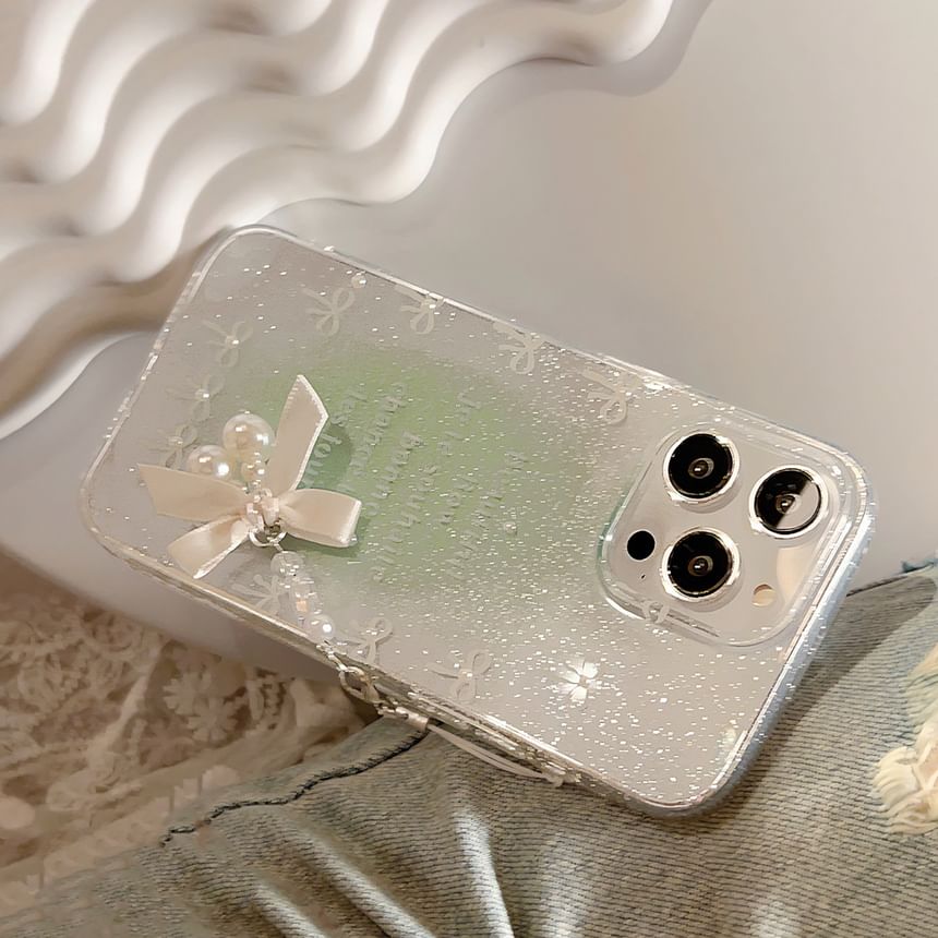 Lettering Faux Pearl Phone Case SpreePicky