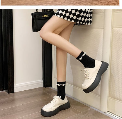 Wedge-Heel Lace-Up Oxford Shoes SpreePicky