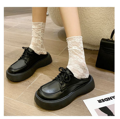 Wedge-Heel Lace-Up Oxford Shoes SpreePicky