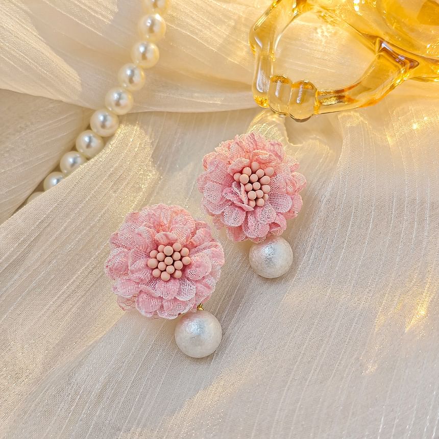 Elegant Flower Pearl Drop Earrings SpreePicky