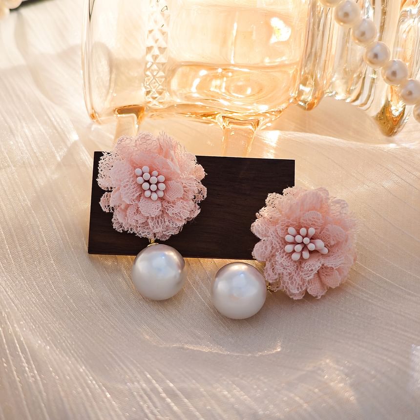 Elegant Flower Pearl Drop Earrings SpreePicky