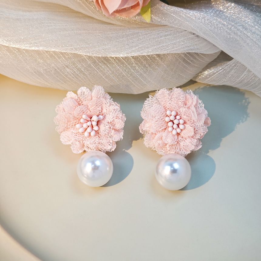 Elegant Flower Pearl Drop Earrings SpreePicky