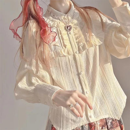 Lolita Long Sleeve Collar Ruffle Lace Blouse mySite