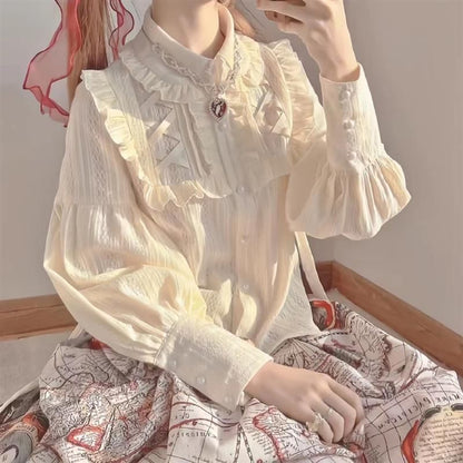 Lolita Long Sleeve Collar Ruffle Lace Blouse mySite