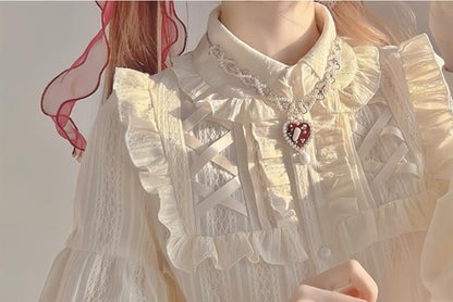 Lolita Long Sleeve Collar Ruffle Lace Blouse mySite