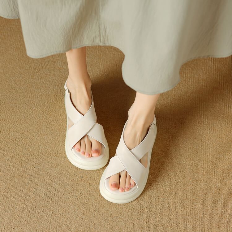 Platform Cross Strap Sandals SpreePicky