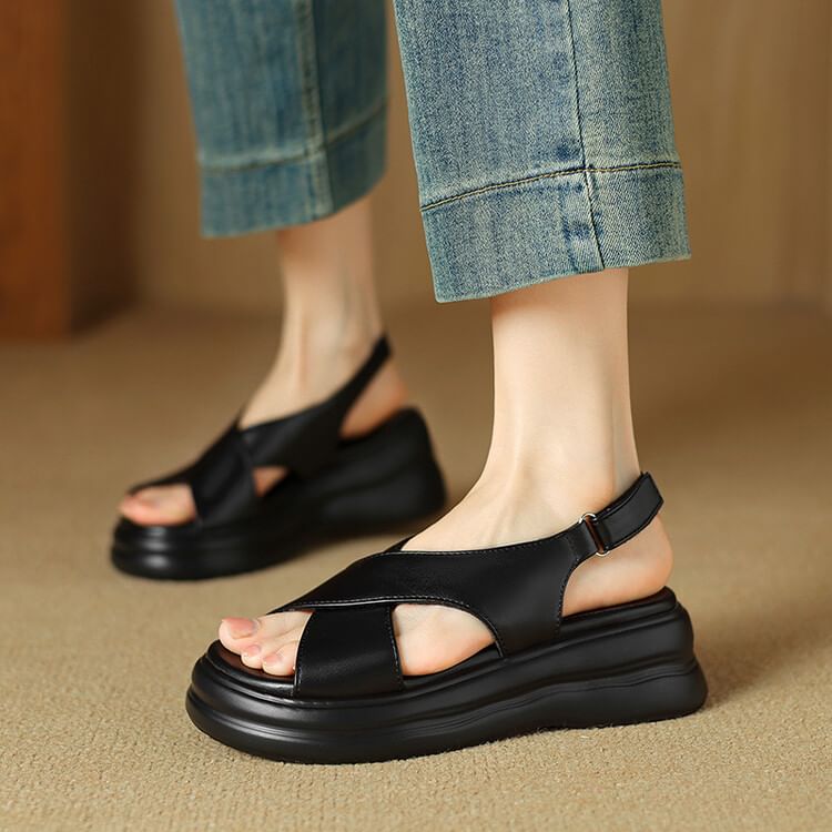 Platform Cross Strap Sandals SpreePicky