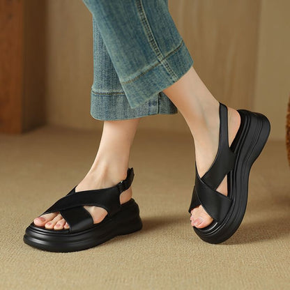 Platform Cross Strap Sandals SpreePicky