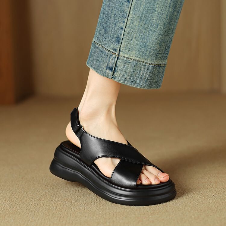 Platform Cross Strap Sandals SpreePicky