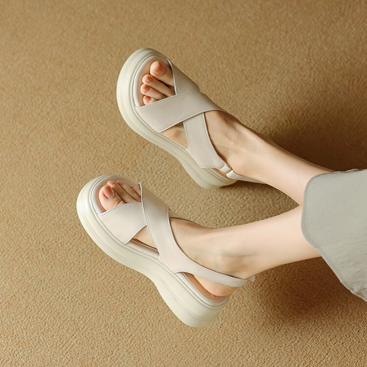 Platform Cross Strap Sandals SpreePicky