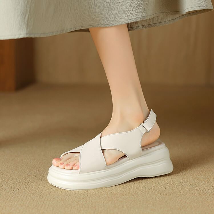 Platform Cross Strap Sandals SpreePicky