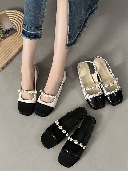 Cap Toe Slingback Chunky Heel Sandals SpreePicky