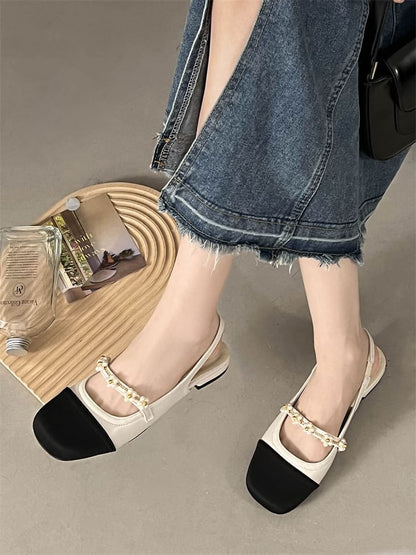 Cap Toe Slingback Chunky Heel Sandals SpreePicky