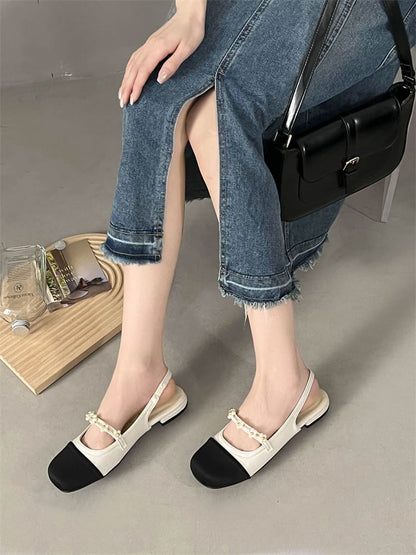 Cap Toe Slingback Chunky Heel Sandals SpreePicky