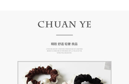 Lace-Trim Pearl Scrunchie SpreePicky