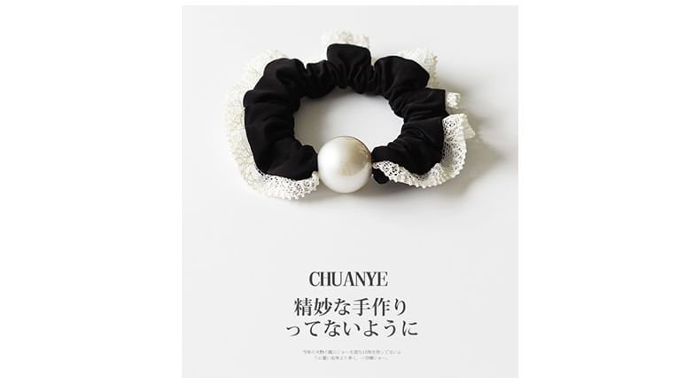 Lace-Trim Pearl Scrunchie SpreePicky