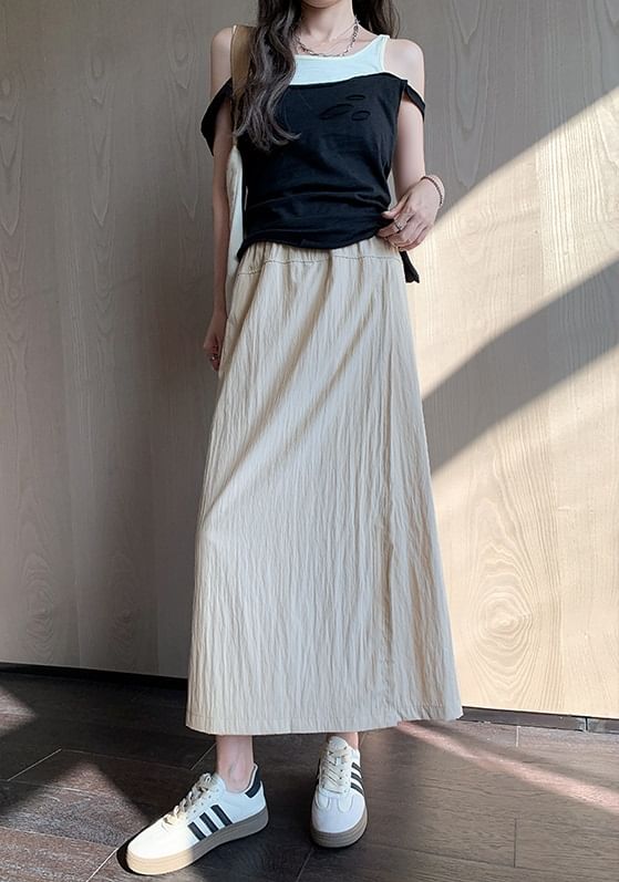 Asymmetrical Crease Pattern High Rise Wide Leg Skort SpreePicky