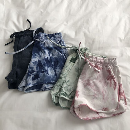 Drawstring Waist Tie Dye Shorts SpreePicky