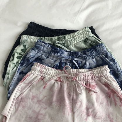 Drawstring Waist Tie Dye Shorts SpreePicky