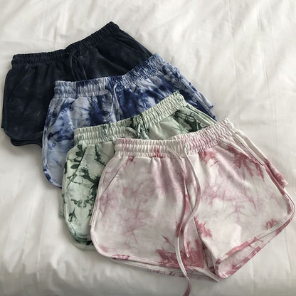 Drawstring Waist Tie Dye Shorts SpreePicky