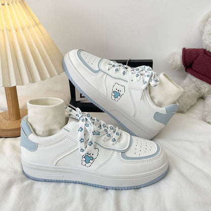 Platform Bear Print Lace Up Sneakers SpreePicky