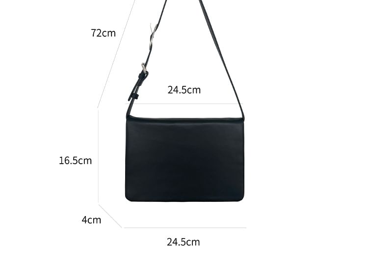 Plain Faux Leather Flap Shoulder Bag SpreePicky