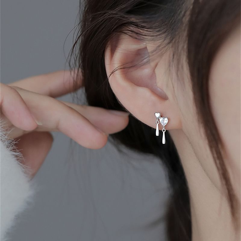 Heart Asymmetrical Drop Clip-On Earring mySite