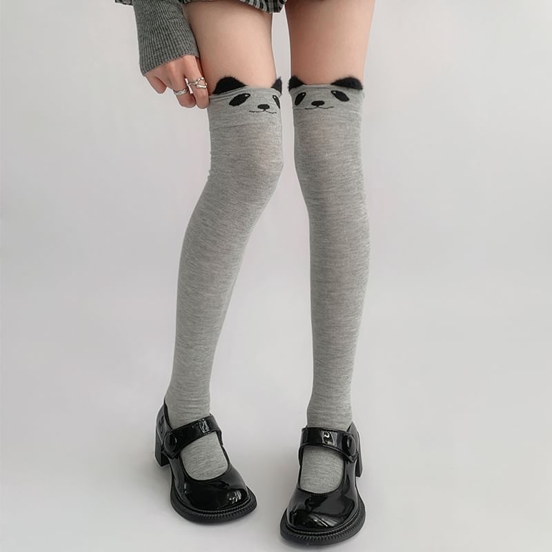 Bear Pattern Over The Knee Socks SpreePicky