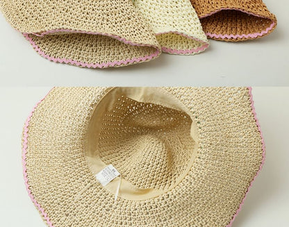 Wide Brim Summer Straw Hat With Blue Band SpreePicky