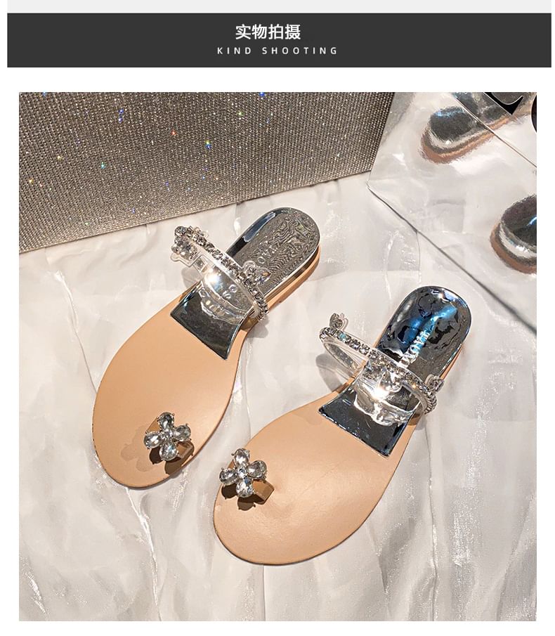 Toe Loop Rhinestone Slide Sandals SpreePicky