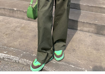 High Rise Plain Wide Leg Cargo Pants SpreePicky